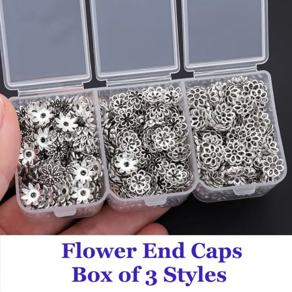 Box of 3 Styles of Flower Series Flower End Caps  240pcs